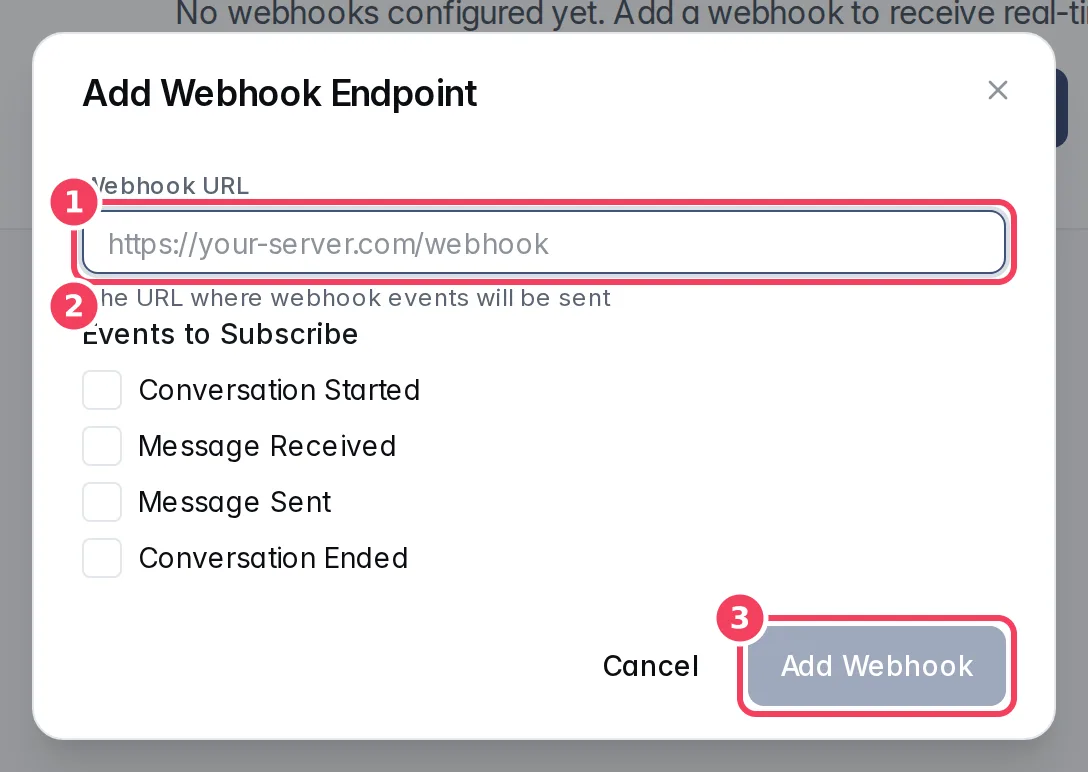 The Add Webhook Endpoint dialog