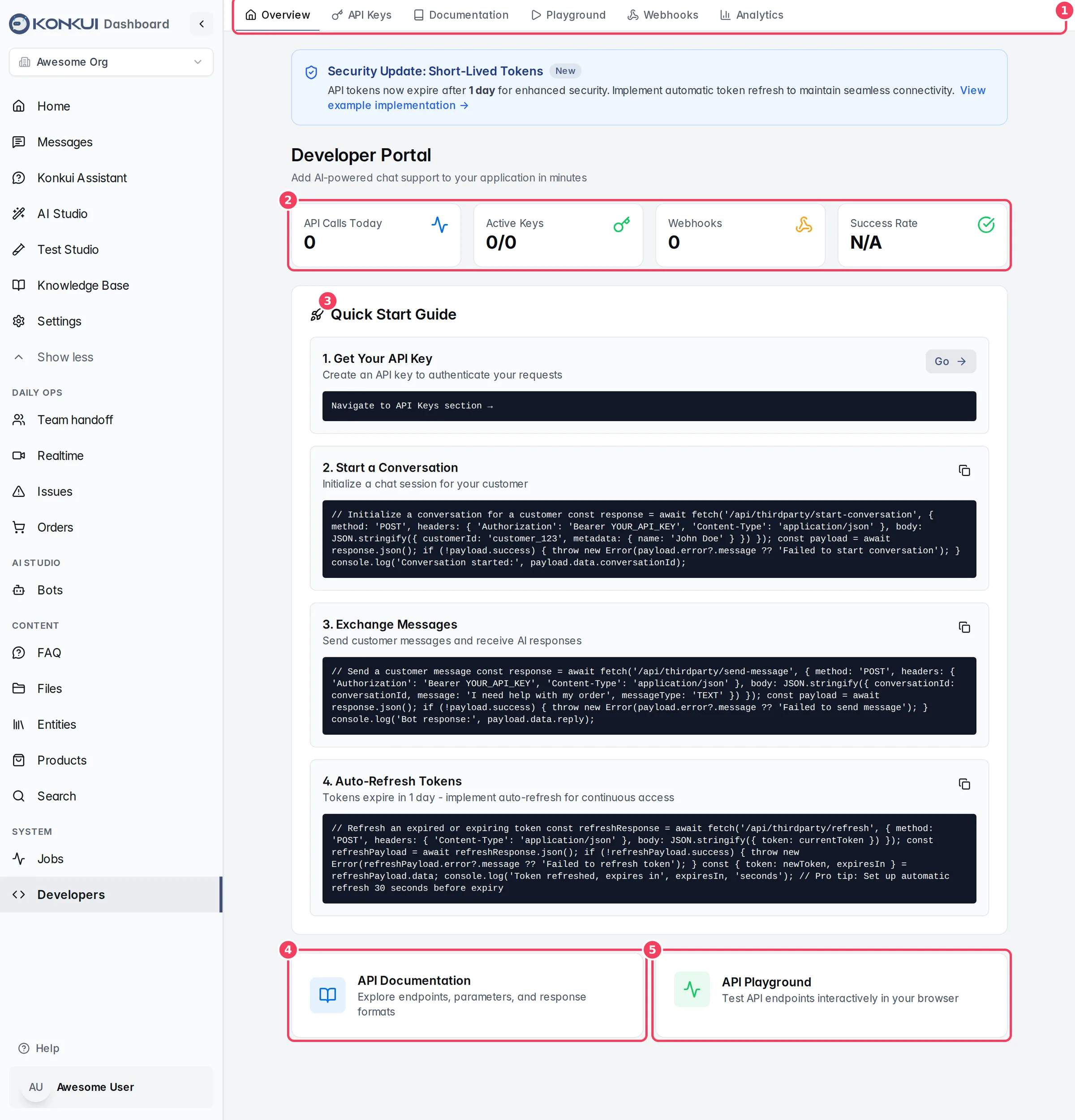 The Developers Overview tab