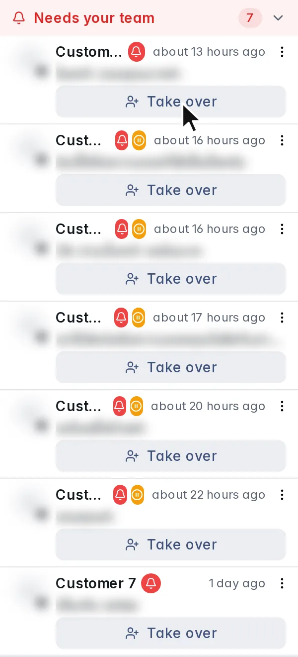 Take over on a conversation that needs your team
