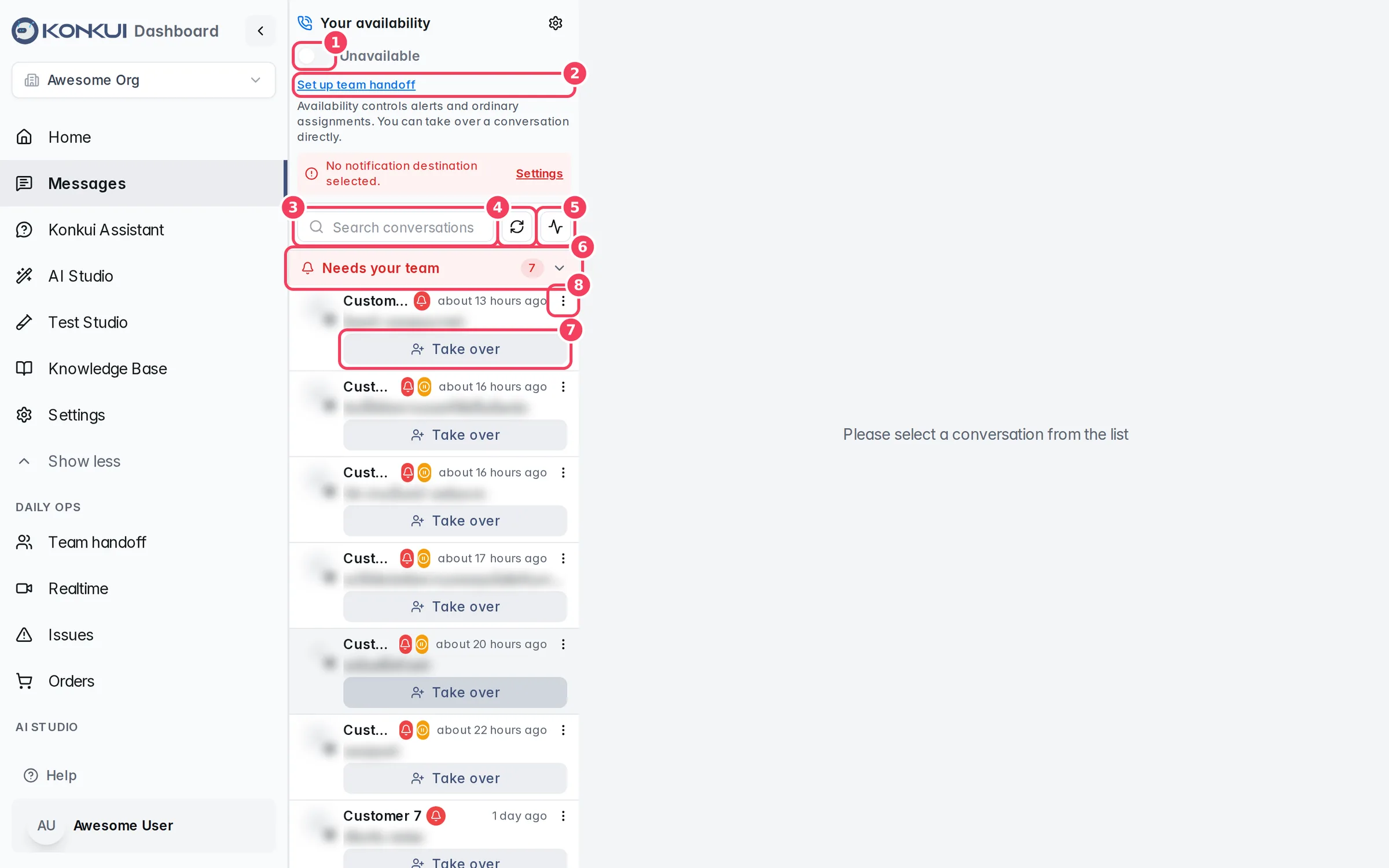 The Messages inbox