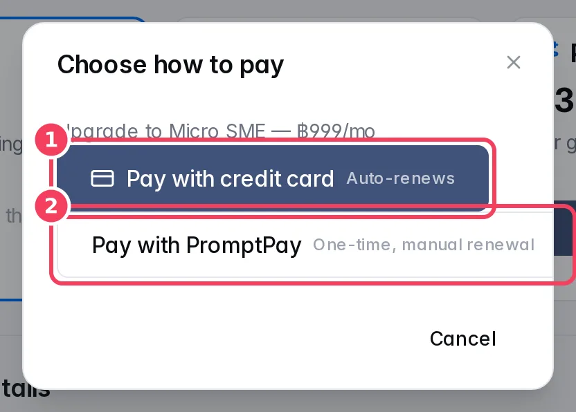 The Choose how to pay dialog