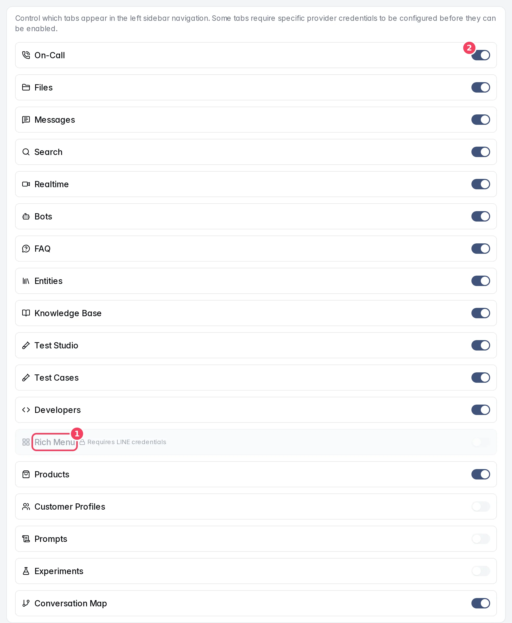 Tab Visibility switches