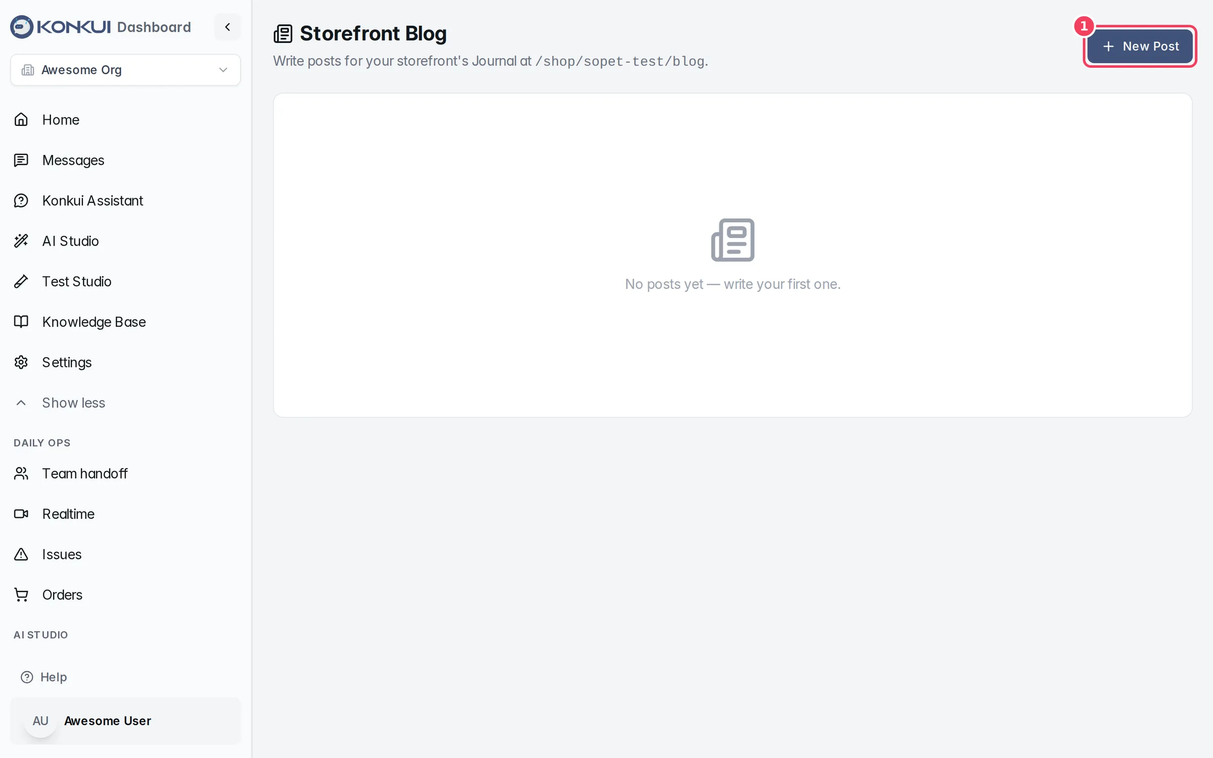 The Storefront Blog page