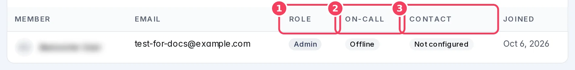 The Active Org Members table